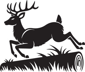Running And Jumping Deer Illustration, Vector