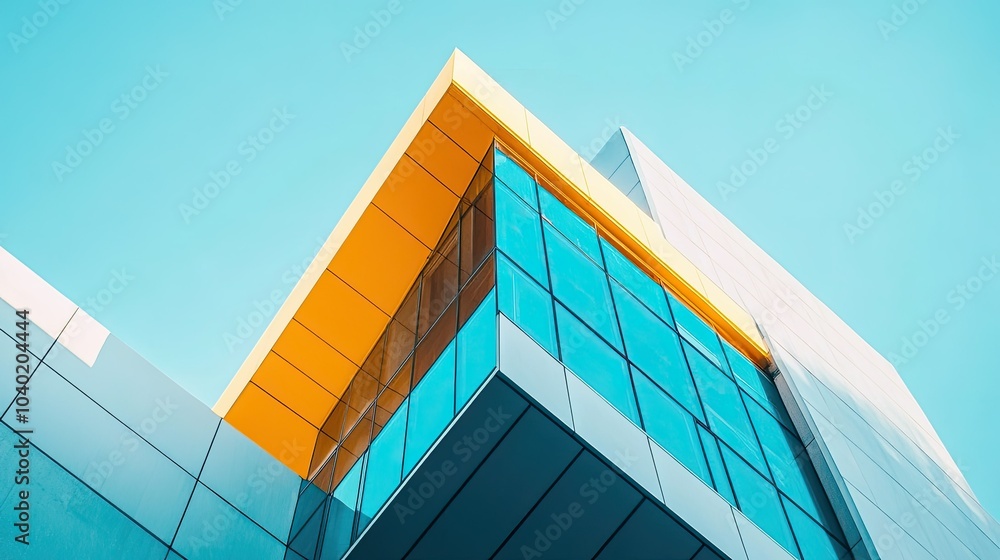Poster abstract geometric patterns on a modern building facade, perfect for copy space