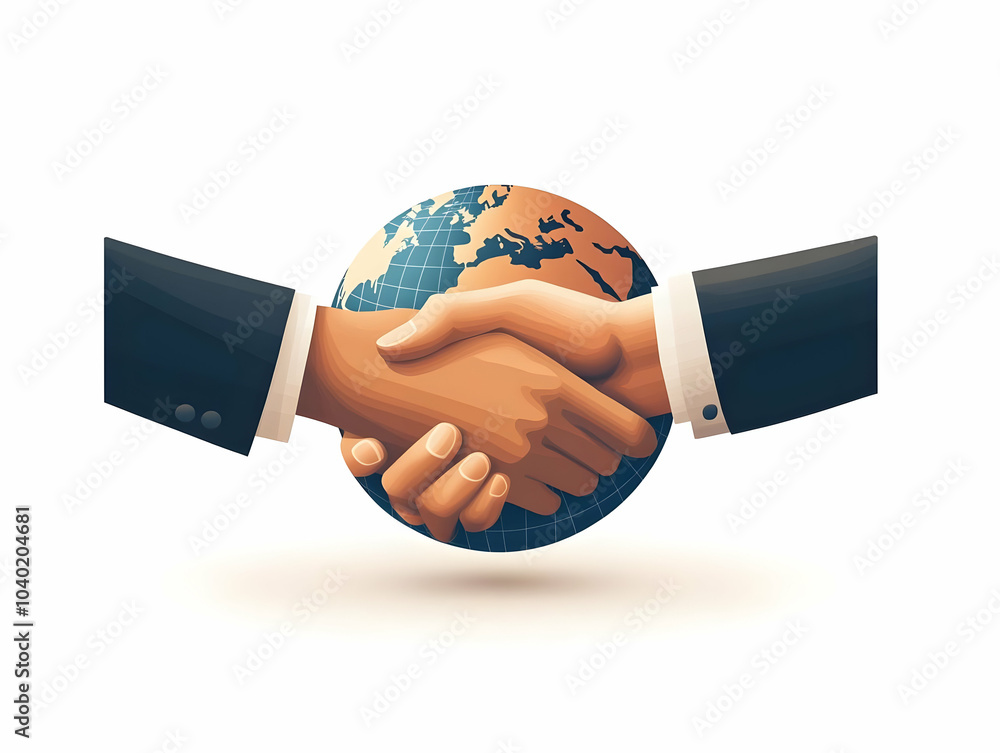 Poster flat handshake globe icon vector graphic global collaboration esg negotiations infographic isolated 