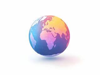 Elegant Flat White Background Glossy Holographic Globe Global Business Leadership Responsibility Large Copy Space International Business Financial Campaigns Simple Vector Illustration