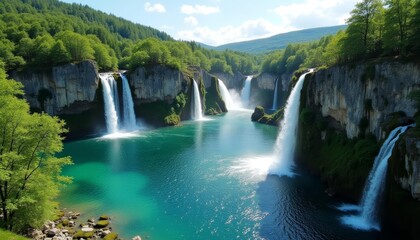 Fototapeta premium Epic Natural Beauty Waterfall Wonderland