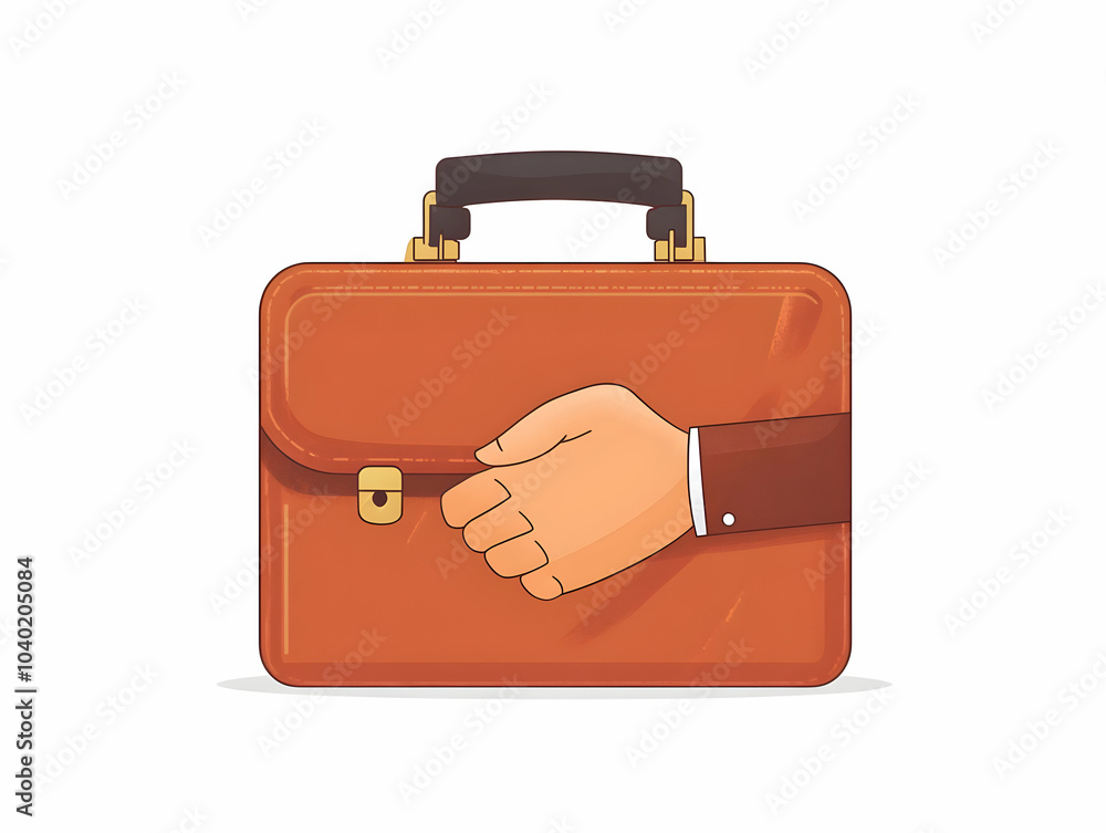 Poster flat floating briefcase handshake vector image business agreements concept weightless design for inf