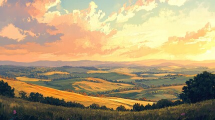 Obraz premium Serene hills at sunset