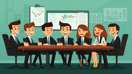 A team of professionals collaborating in a modern meeting room.