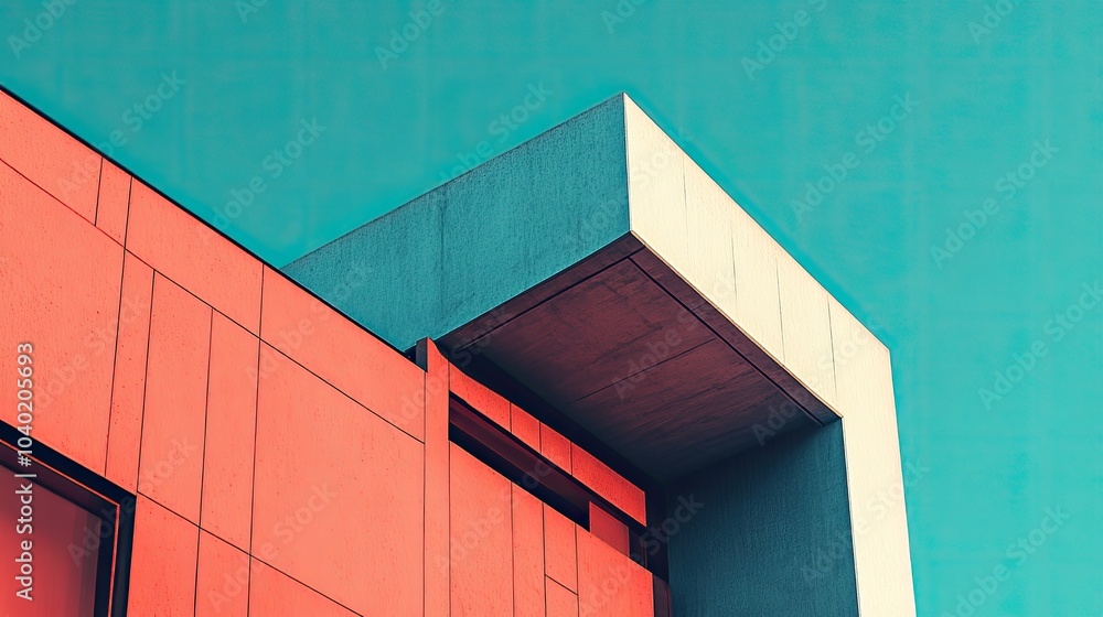 Poster abstract modern building with a sharp geometric design and space for text