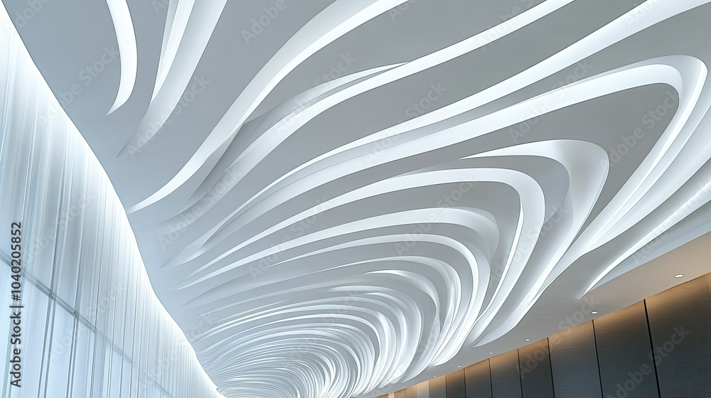 Poster abstract modern ceiling design with clean lines and ample copy space