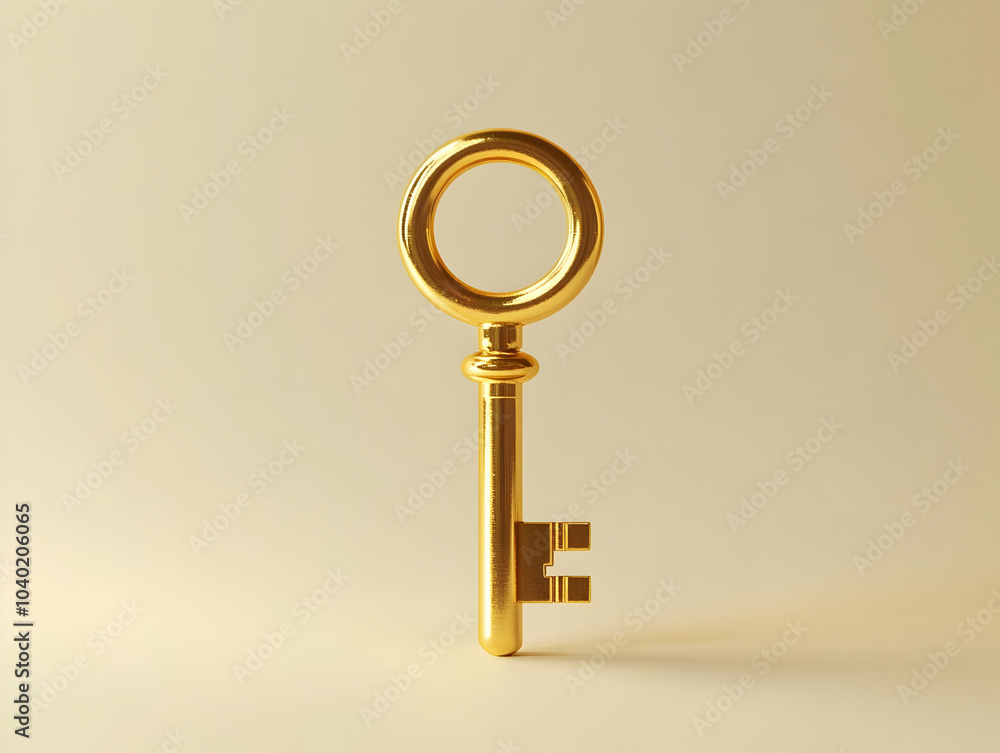 Poster flat glossy golden key with keyhole concept dolly shot approaches key symbolizing access to opportun