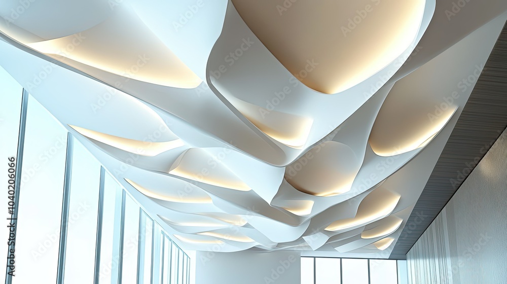 Poster abstract modern ceiling design with clean lines and ample copy space