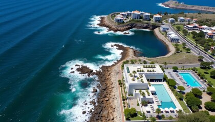 Fototapeta premium Elegant coastal resort with stunning ocean views