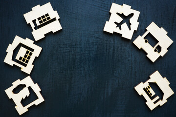 Puzzle pieces with supply chain and logistics. Symbolizes operational efficiency.