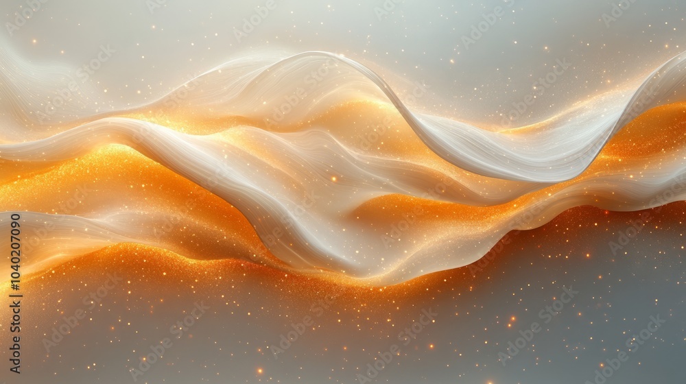 Poster abstract waves of soft fabric in warm colors, creating a serene and dreamy atmosphere.