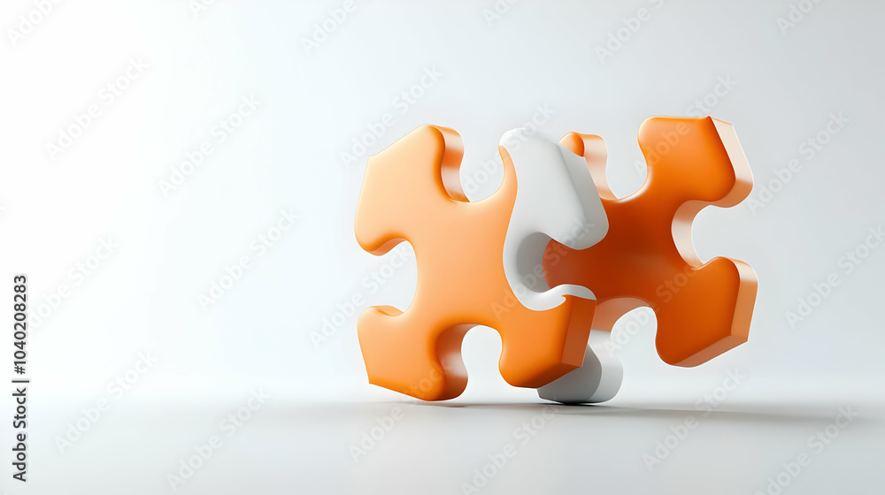 Aufkleber 3d floating puzzle pieces interlocking in air symbolizing unity and compromise for esg growth on whi