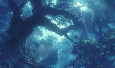 Enchanted Forest with Mystical Sunlight Rays