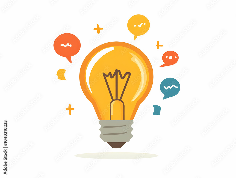Aufkleber flat lightbulb speech bubble icon vector illustration idea exchange esg discussions centered camera 