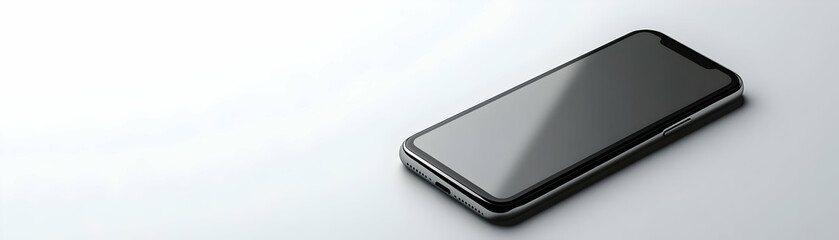 Glossy Mobile Phone Blank Screen Copy Space Modern Devices Sleek Design Top Down Close Up Ideal for Online Offers Promotions Mobile Buying Photo Stock Concept