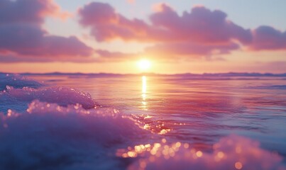 Serene Sunset Over Gentle Ocean Waves