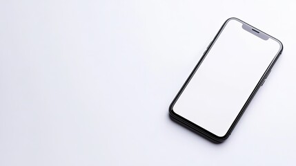 Modern Smartphone on White Surface For Minimalist Design