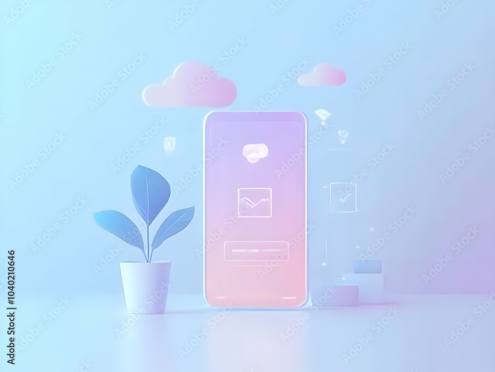 Poster flat smartphone holographic bridge globe concept smart business design - showcase global connections