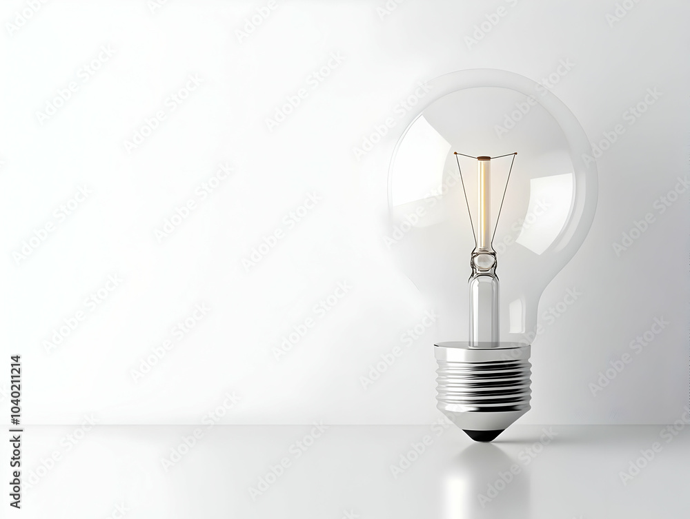 Poster flat plain light bulb with ample copy space for innovation ideas in esg business discussions - gloss