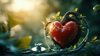 World Health Day concept. Heart and stethoscope design for health day. Global health care concept. My Health My Right