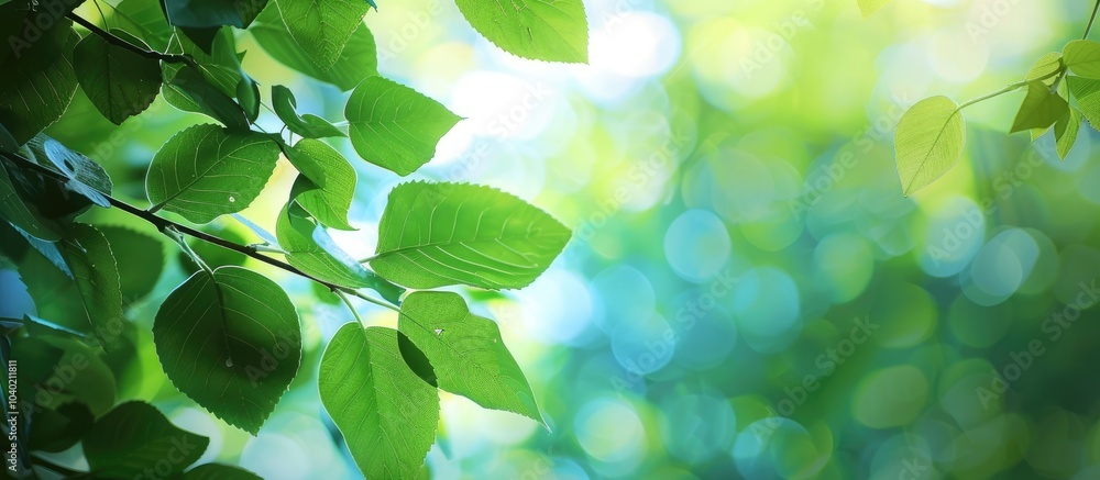 Aufkleber soft focus on green leaves provides a backdrop with selective elements for a copy space image