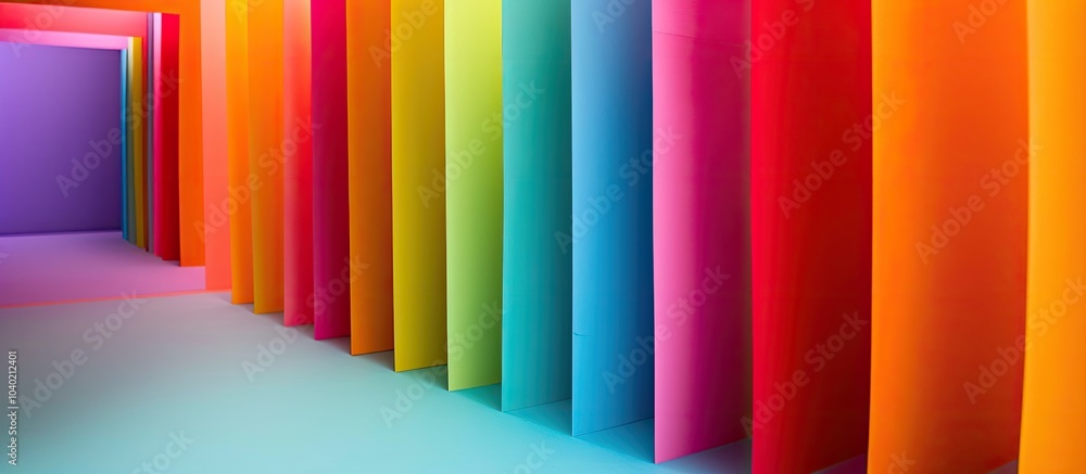 Poster rows of vibrant construction paper placed neatly with copy space image