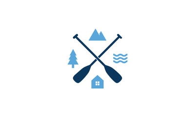 a camping themed graphic image, white background. vector graphic base.