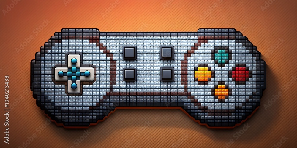 Poster retro 80s gamepad pixel art design for logo and web use
