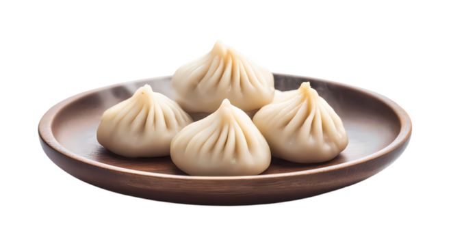 Fresh steamy modak dumpling isolated on transparent background. PNG file, cut out