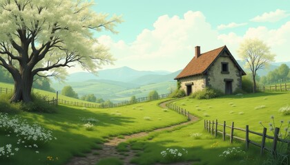  Idyllic countryside cottage with a view