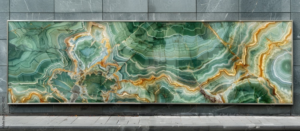Aufkleber a section of vibrant green onyx stone cladding captured in a copy space image outside a building