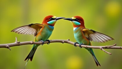 Obraz premium Birds in love wings wide open hearts full of joy