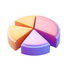 Obraz premium orange purple pie chart 3d render icon isolated on transparent background cutout