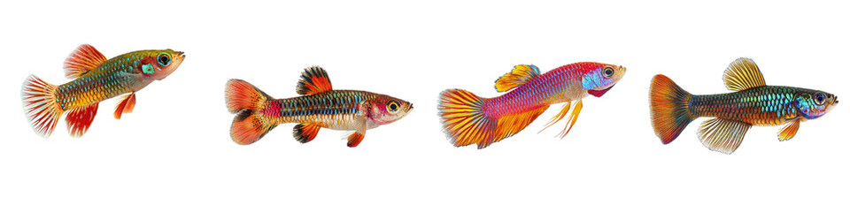 Fototapeta premium Killifish showcasing its vivid colors and elongated body. isolated on transparency background