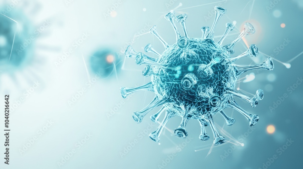 Poster magnified 3d view of virus particle structure