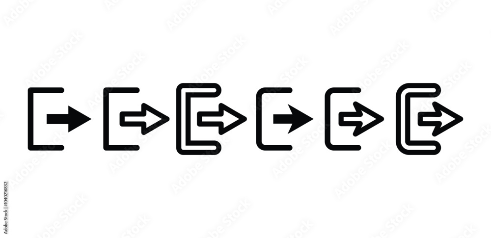 Aufkleber set of user logout with arrow icon symbol sign vector design black white color outline illustration 
