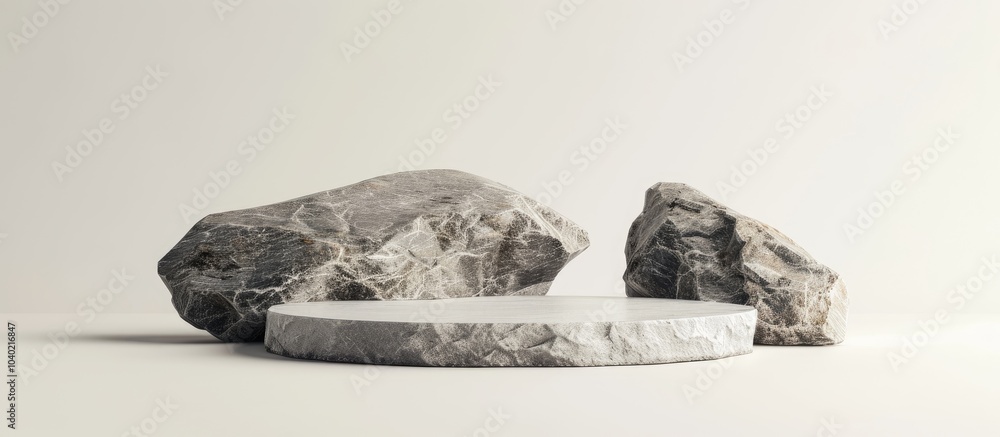 Poster stone podium with copy space image for displaying cosmetic products promotions and showcasing items 