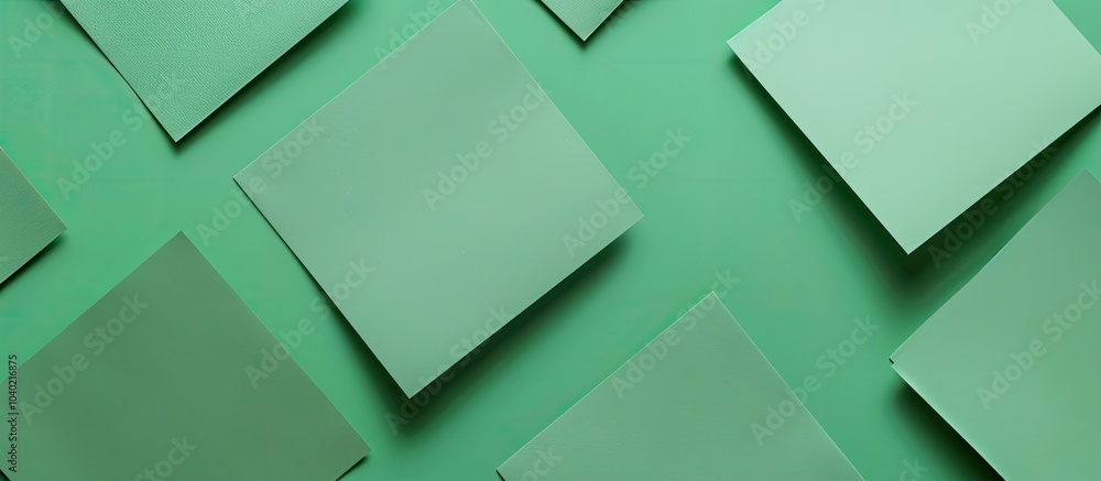 Poster minimal mood board mockup featuring green textured paper notes on a green background creating a calm