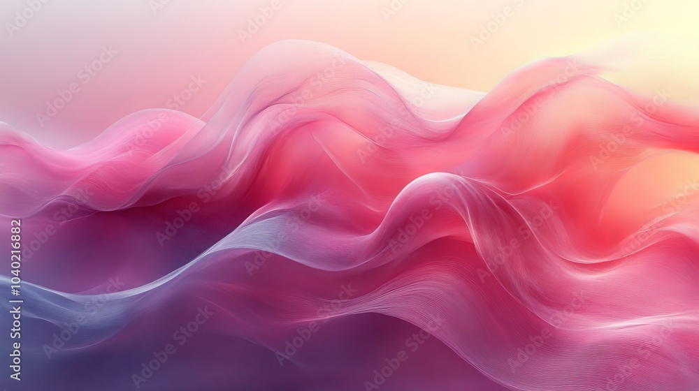 Poster abstract waves of soft pink and purple hues create a serene and calming visual effect.