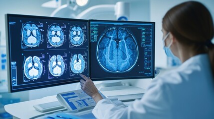 Medical Professional Analyzing MRI Full Body Scans