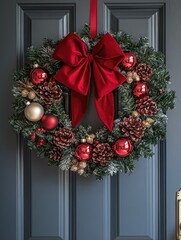 Christmas Wreath on Front Door