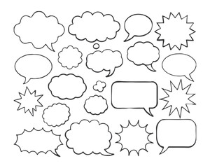 Obraz premium Speech bubble, speech balloon, chat bubble line art vector icon for apps and websites