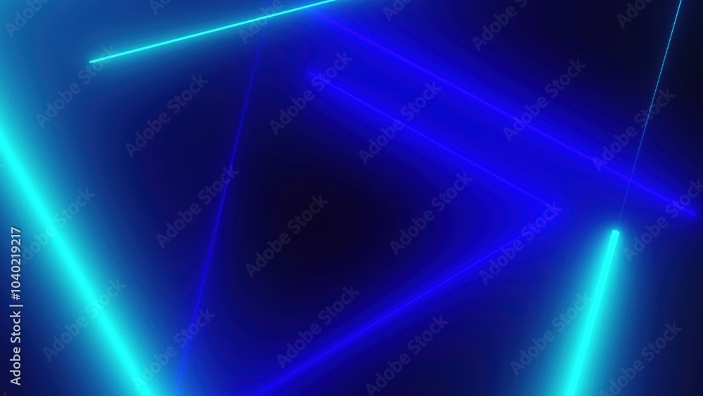 Poster neon tunnel with triangles shapes. computer generated 3d render