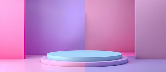 Podium for product photoshoot on a colorful background with copy space image