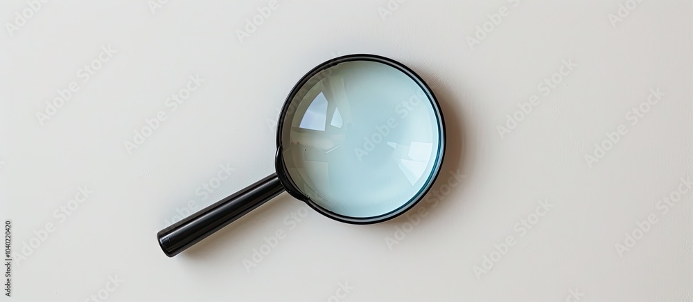 Poster small magnifying glass featuring a plastic black handle and a distinctive cyclops lens displayed on 