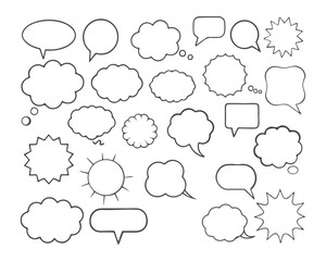 Speech bubble, speech balloon, chat bubble line art vector icon for apps and websites