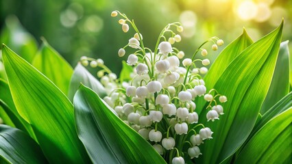 Fototapeta premium Romantic Lily of the Valley Floral Pattern for Textile Design and Botanical Illustration
