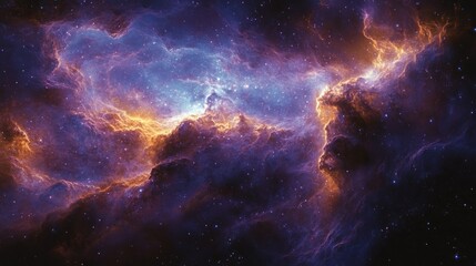 Spectacular cosmic landscape with vibrant star clouds.