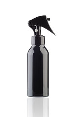 Professional black bottle for spraying hair when cutting isolated on white