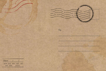 Backside of postcard with dirty stain